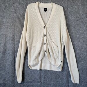 Y2K GAP Chunky Knit Cardigan Sweater Womens XXL Button Down Cabincore Boho Cozy